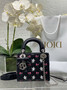 Qixi Mini Lady Dior Bag with Chain, M0505 Cannage Lambskin Black