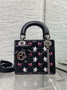 Qixi Mini Lady Dior Bag with Chain, M0505 Cannage Lambskin Black