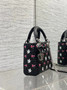 Qixi Mini Lady Dior Bag with Chain, M0505 Cannage Lambskin Black