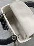 Qixi Mini Lady Dior Bag with Chain, M0505 Cannage Lambskin Black White