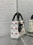 Qixi Mini Lady Dior Bag with Chain, M0505 Cannage Lambskin Black White