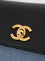 Chanel Large Flap Bag, AS6427 Black Calfskin Denim Blue