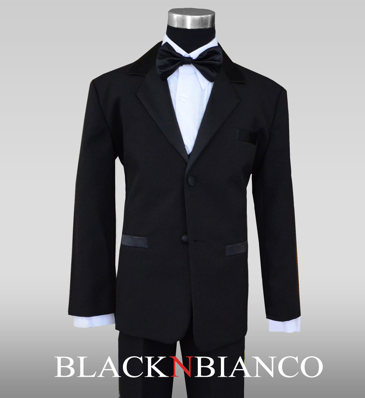 Boys Tuxedo Suit Dresswear in Black with Royal Blue Long Neck Tie ...