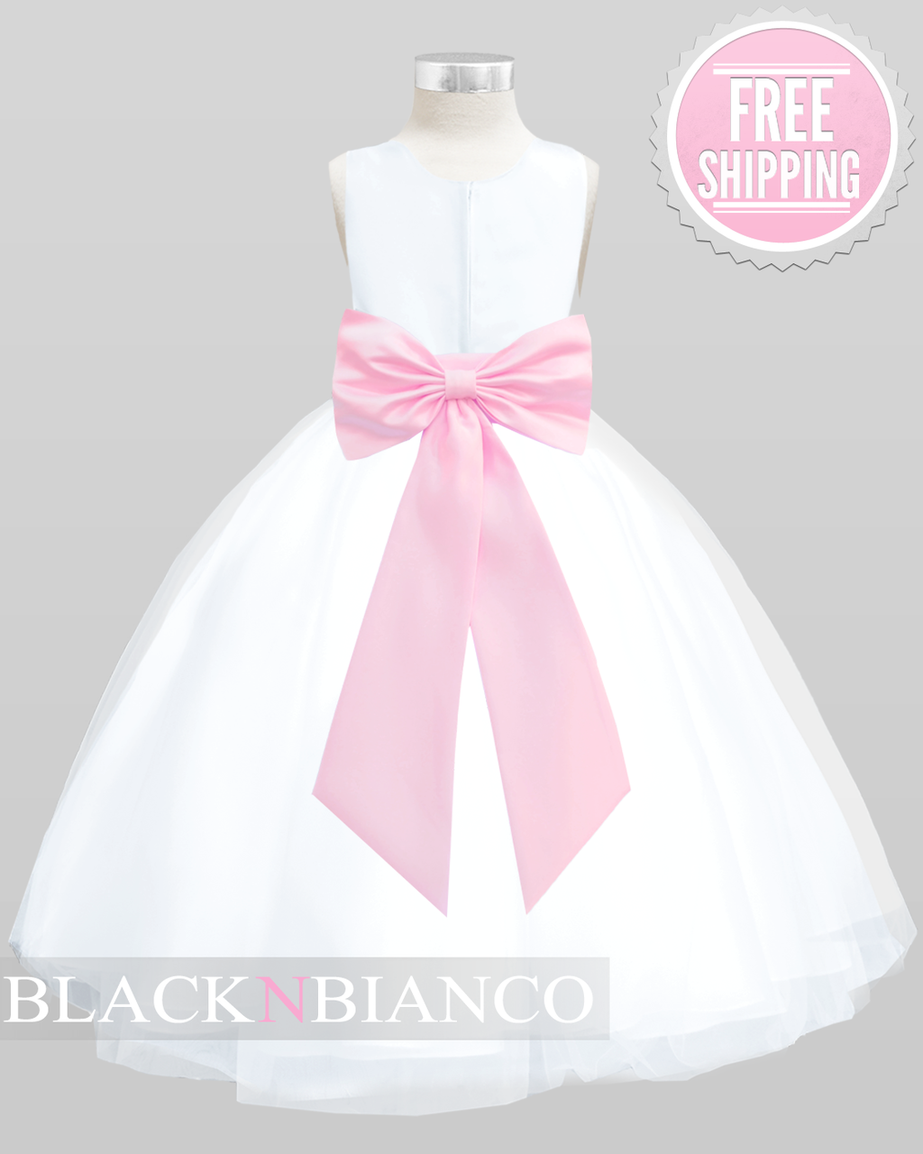 Pink Little Princess Dress with a Sash Flower and Bow