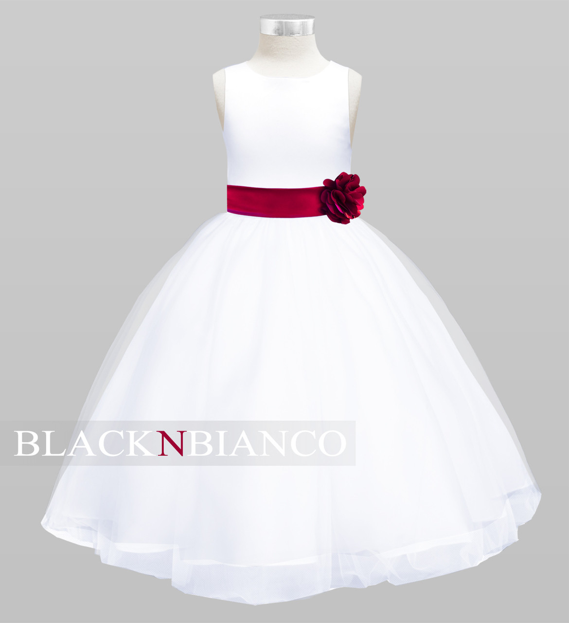 White Flower Girl Dresses with Dark Burgundy Sash | Casamento bordô, Damas  de honra vermelho, Casamento vermelho e preto