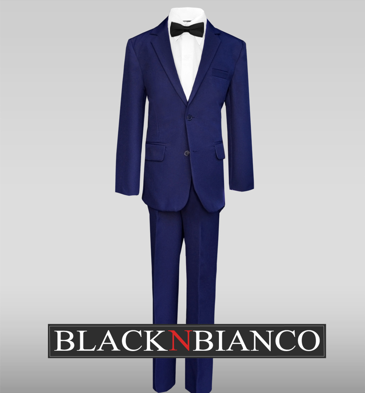 Boys Wedding Suits w/ a colored slim bow tie - Black N Bianco