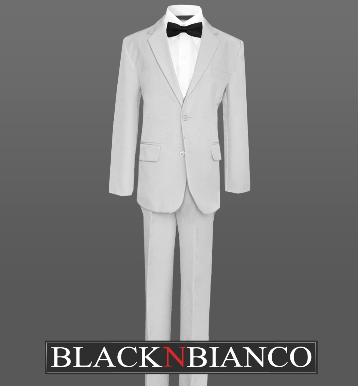 Boys Wedding Suits w/ a colored slim bow tie - Black N Bianco