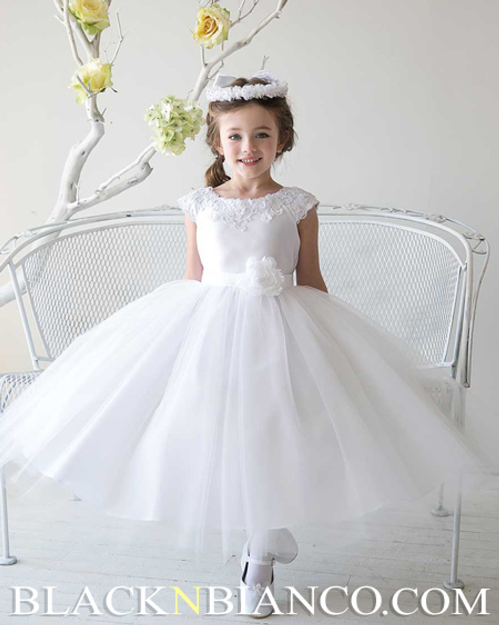 Flower Girl Dress Floor Length Draped Satin Girls Pegeant First Commun –  Sun Baby