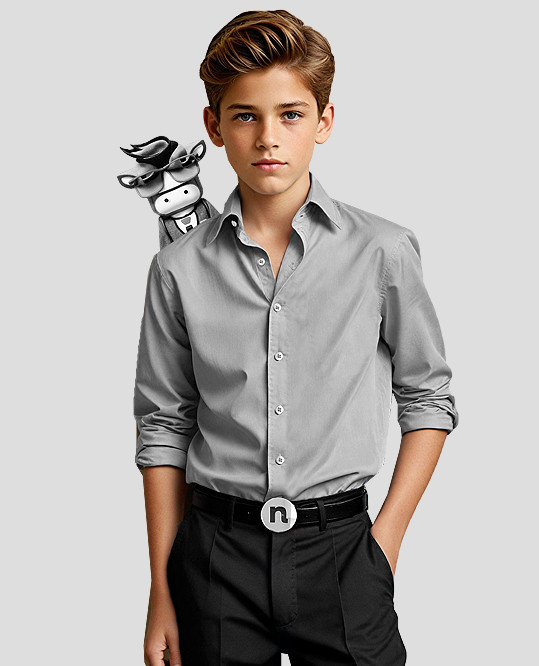 Black N Bianco Boys' Signature Sateen Dress Shirt in