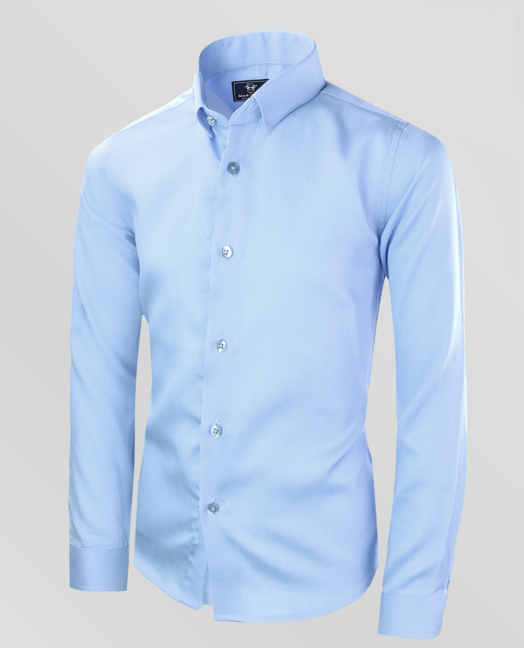 light blue button down collar shirt