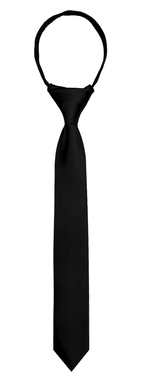 Black n Bianco Boys' Black Slim Long Neck Tie