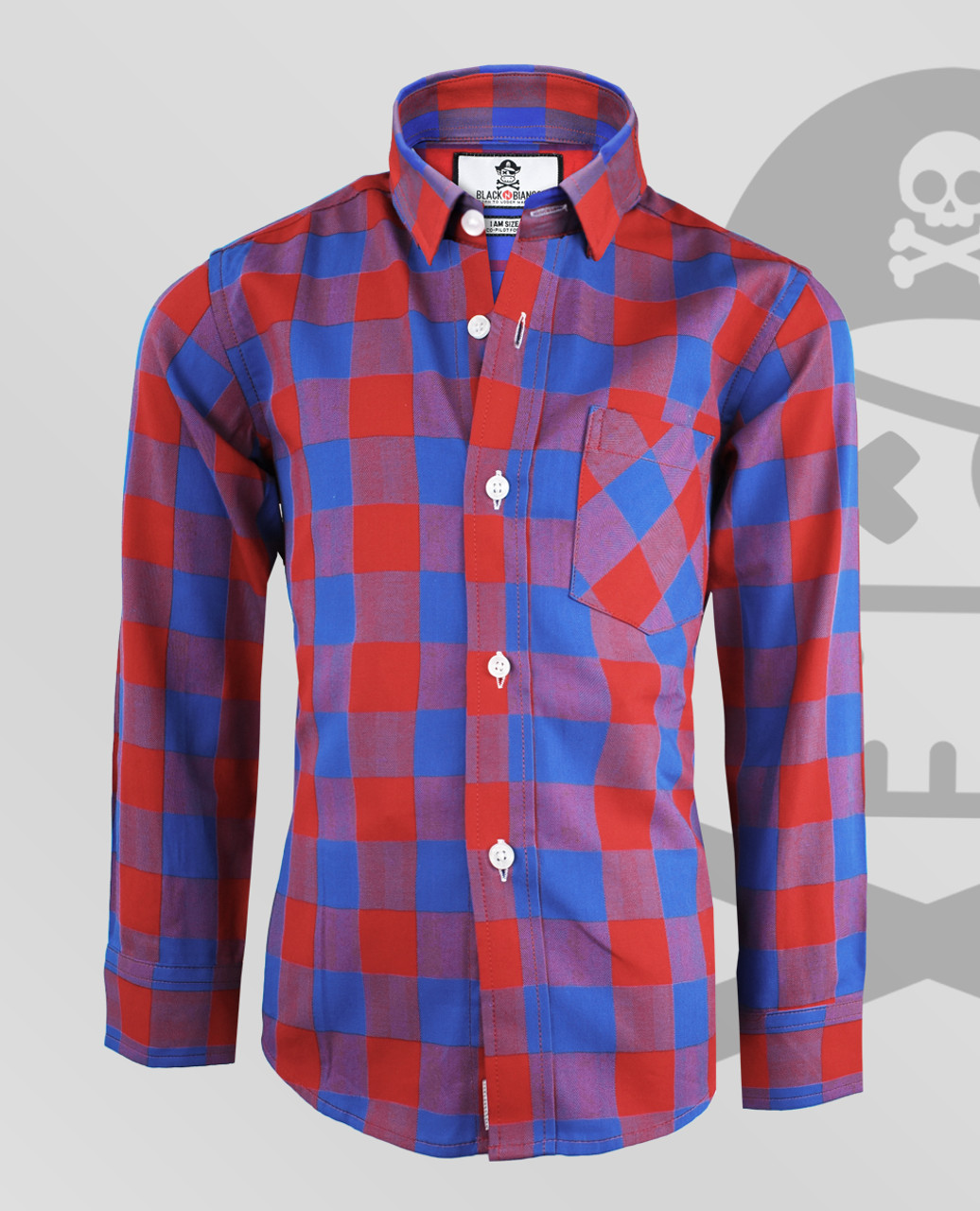 Black N Bianco Boys Flannel Plaid Buffalo Check Red And Blue