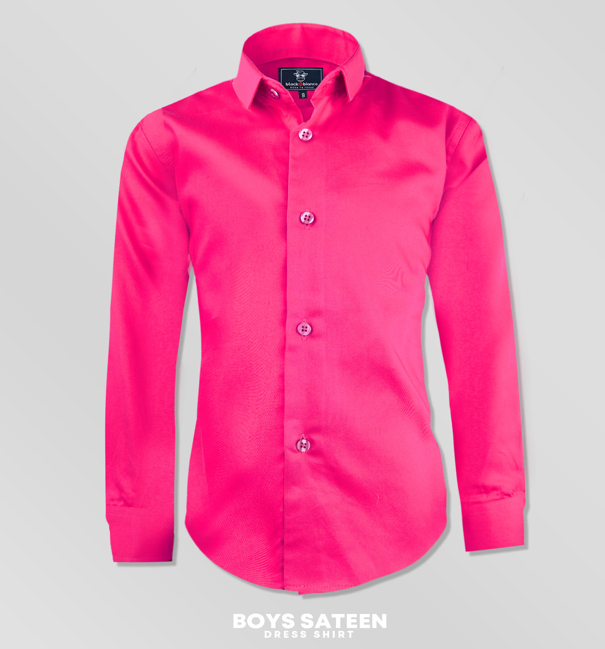 Black N Bianco Boys' Signature Sateen Dress Shirt in Fuchsia