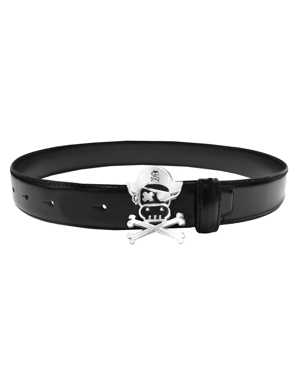 Black n Bianco Boys Formal Modern Belt with Pirate Cow Skull | The