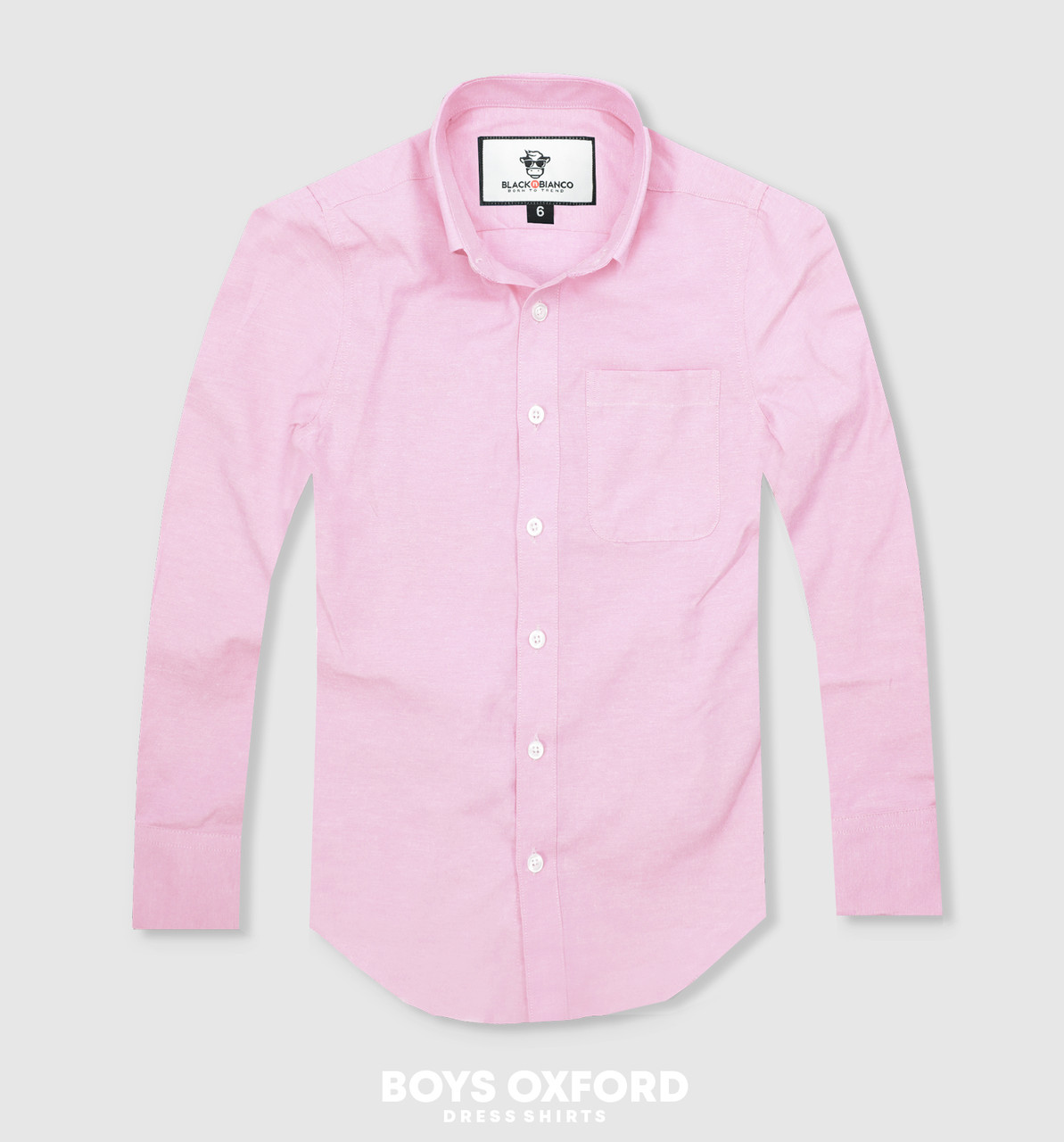 Black N Bianco Boys' Sophia Pink Long Sleeve Oxford Dress Shirt