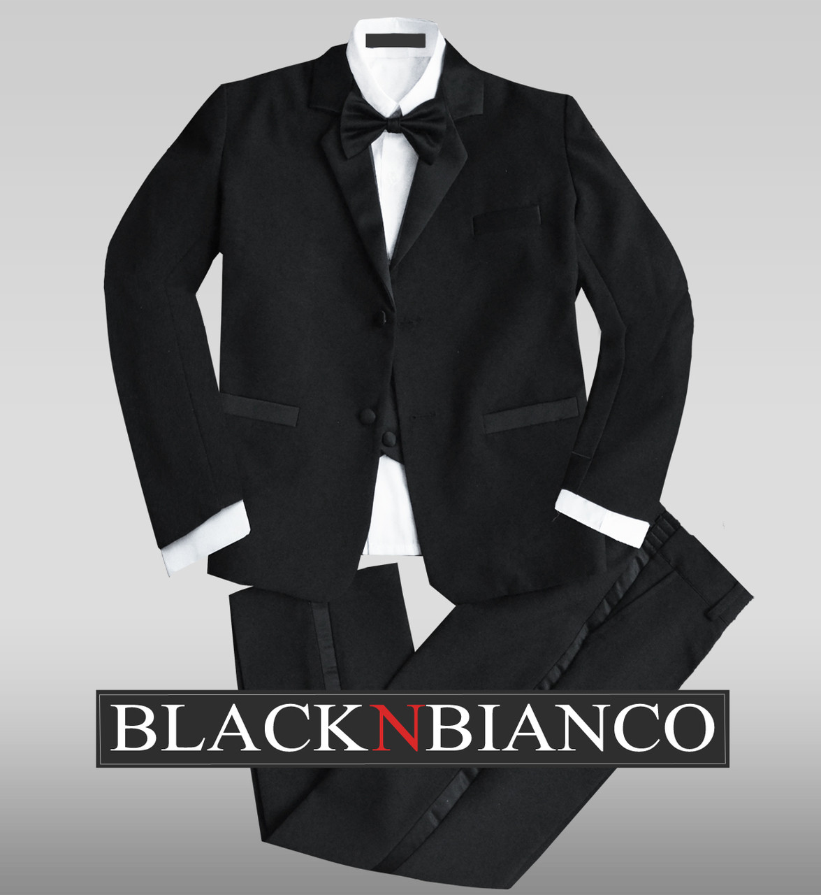 Black Wedding Tuxedo Dresswear Outfit Set with Bow Tie