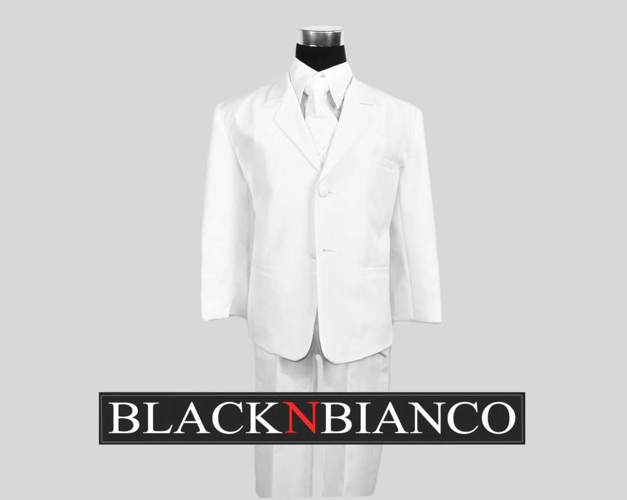 Boys' 5-Piece White Formal Suit Set – Includes Jacket, Pants, Vest, Top & FREE Tie (All Occasions)
