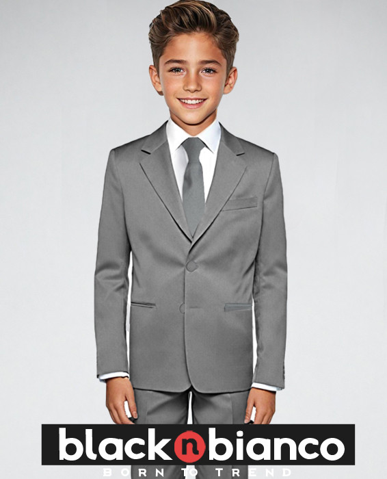 Boys Two Button Light Gray Suit with Tie and Vest Boys Two Button Light Gray Suit with Tie and Vest