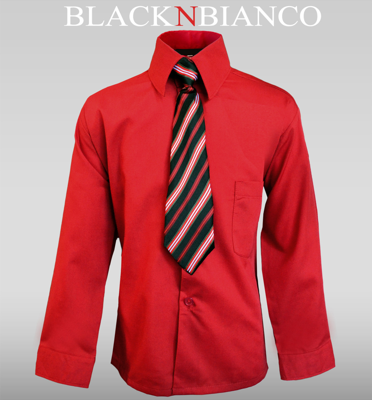 red dress shirt black tie