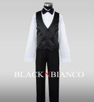 Boys Tuxedos in Black with Red Slim Bow Tie