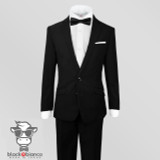 Black N Bianco Boys Slim Black Tuxedo with a pocket square