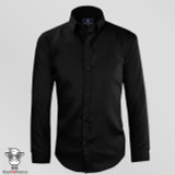 Black N Bianco Boys' Signature Sateen Dress Shirt in Black