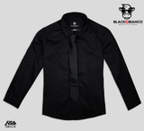 Boys Black Dress Shirt with Black Tie