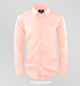 Boys Long Sleeve Dress Shirt in Blush Peach