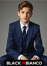 Black n Bianco Boys 714 Style Navy Slim Fit Suit Complete Set Black n Bianco Boys 714 Style Navy Slim Fit Suit Complete Set