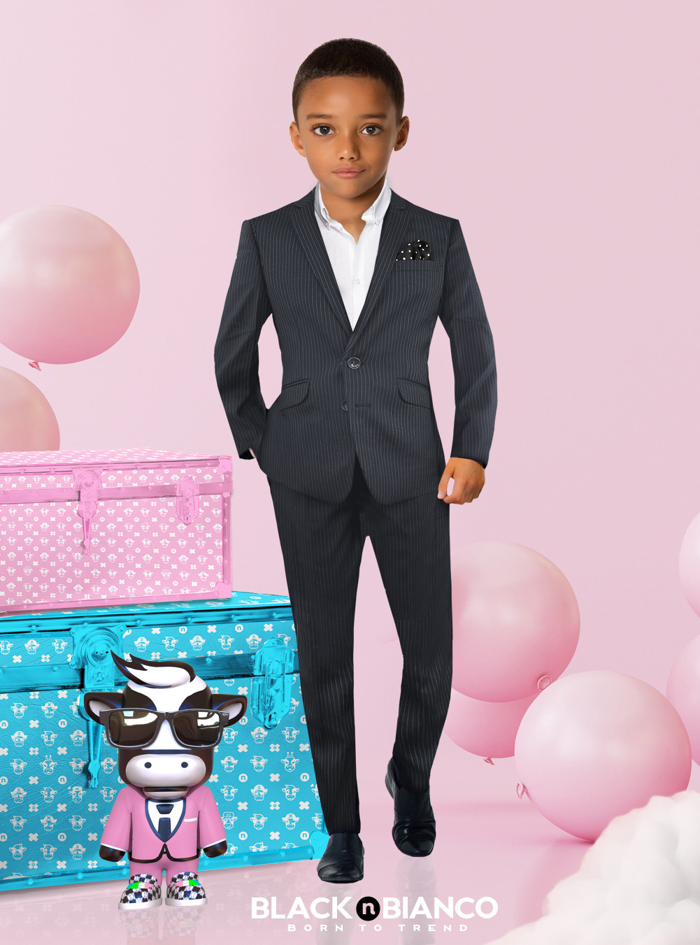 Subtle Fashion Pinstripe 4 Piece Boys Suit