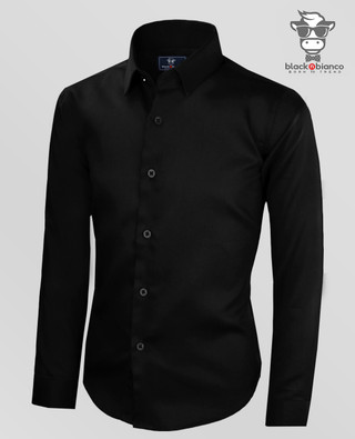Ernesto Italy Boys Black Long Sleeve Slim Modern Fit Dress Shirt