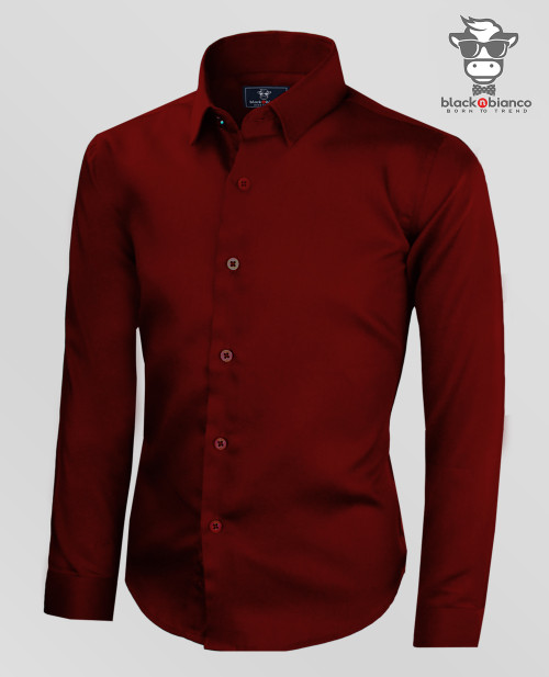 dark red button up shirt
