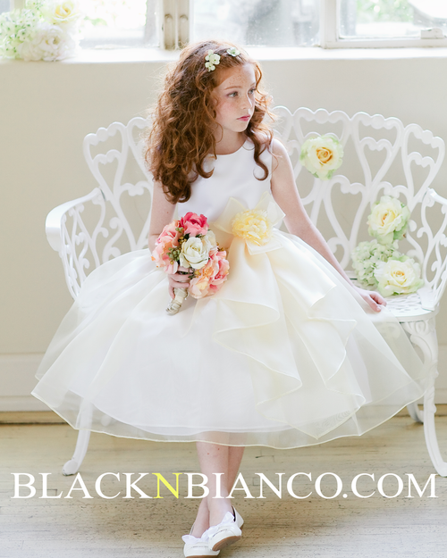 organza flower girl dress with ruffled skirt
