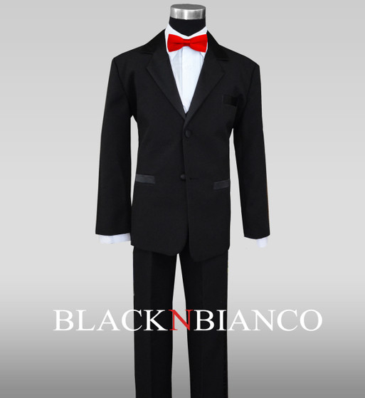 Kids Tuxedo with straight Red Bow Tie