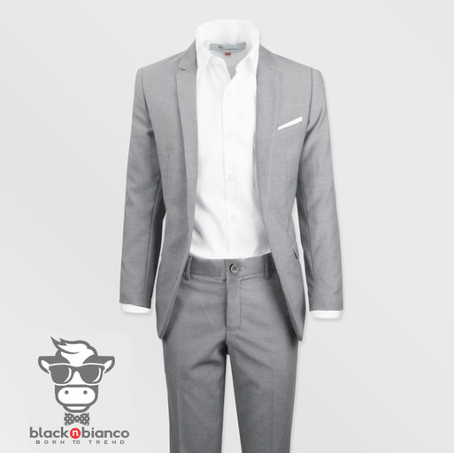 Kids and Boys Light Gray Slim Suit by Black n Bianco