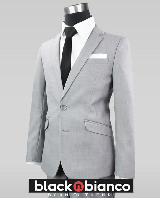 Black n Bianco Boys' Signature Slim Fit Suit in Light Gray. 