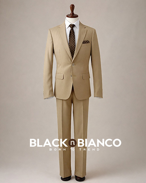 Black n Bianco Boys Slim Fit Khaki Suit