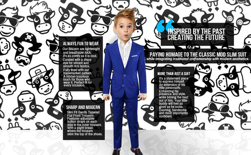 Black n Bianco Boys Slim Fit Suit Blue infograph