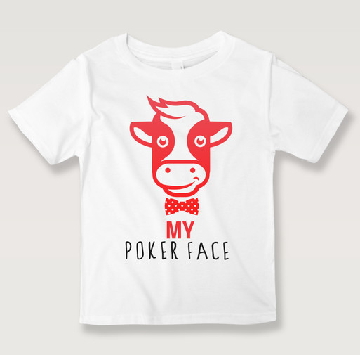 Black N Bianco Smiling Baby Calf White T-shirt For Kids. Poker Face