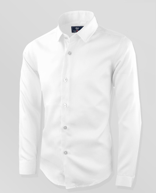 Black N Bianco Boys' Signature White Sateen Long Sleeve Dress Shirt