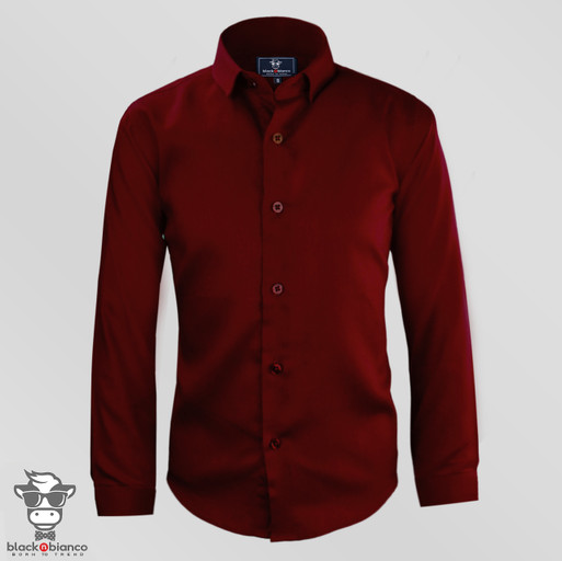 Black n Bianco Signature Button Down Dress Shirt in Burgundy. 