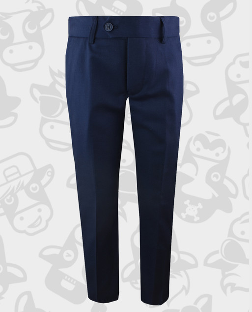 Black n Bianco Slim Fit Flat Front Trousers in Navy