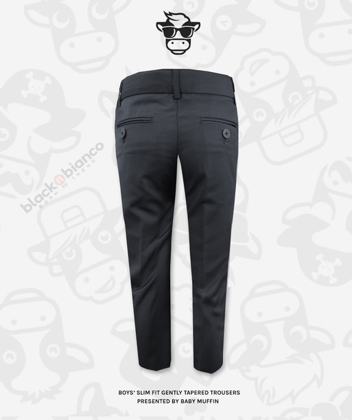 Slim Fit Flat Front Charcoal Trousers for Kids and Boys