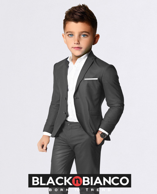 Boys Charcoal Slim Fit Suit. Kids Formal Wear Outfit