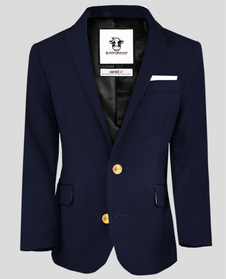 Boys Navy Blazer with Gold Brass Buttons | Slim Fit | Kids Formal
