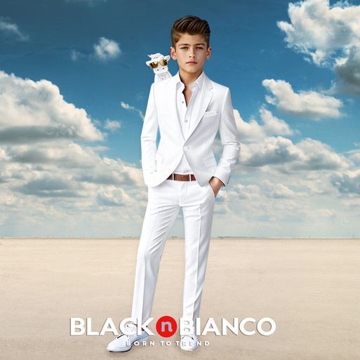 Black n Bianco Boys First Class Slim fit Suit in White