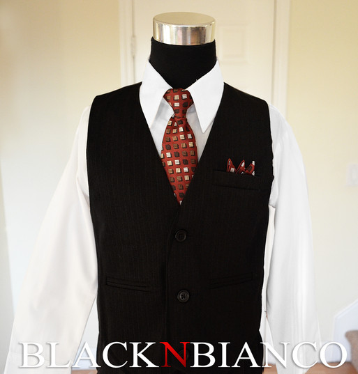 Black N Bianco Boys Vest Suit