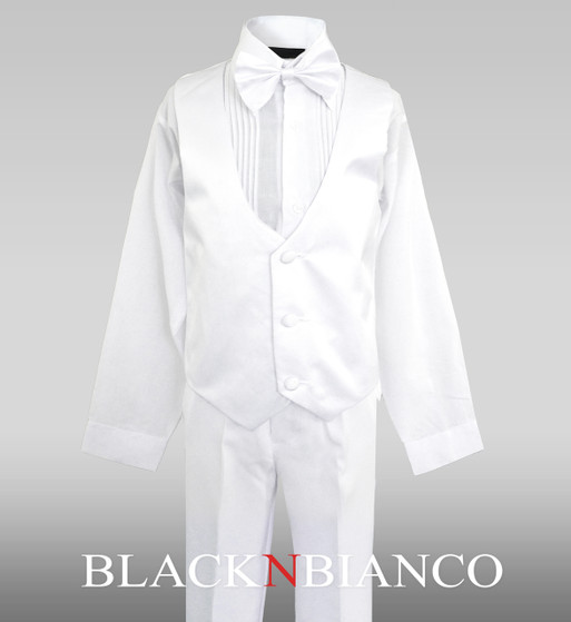 Kids White Tuxedo Vest