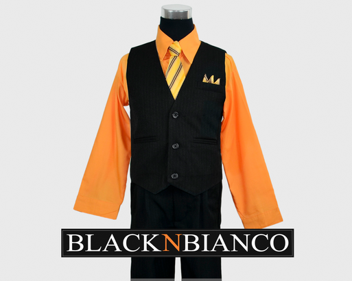 Boys Vest Suits with Orange Shirt