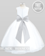 Tulle White Flower Girl Dress with a Silver Bow in the Back by Black N Bianco